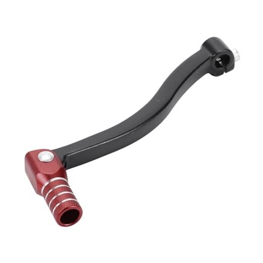 Folding Motorcycle Gear Shifter Black Lever Red Head with Silver Tone Ring