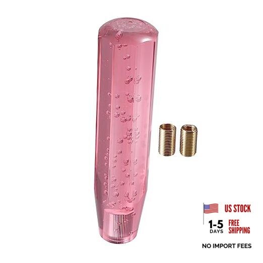 Gear Shift Knob Stick, 20cm Faux Crystal Transparent Bubble Gear Shifter Pink