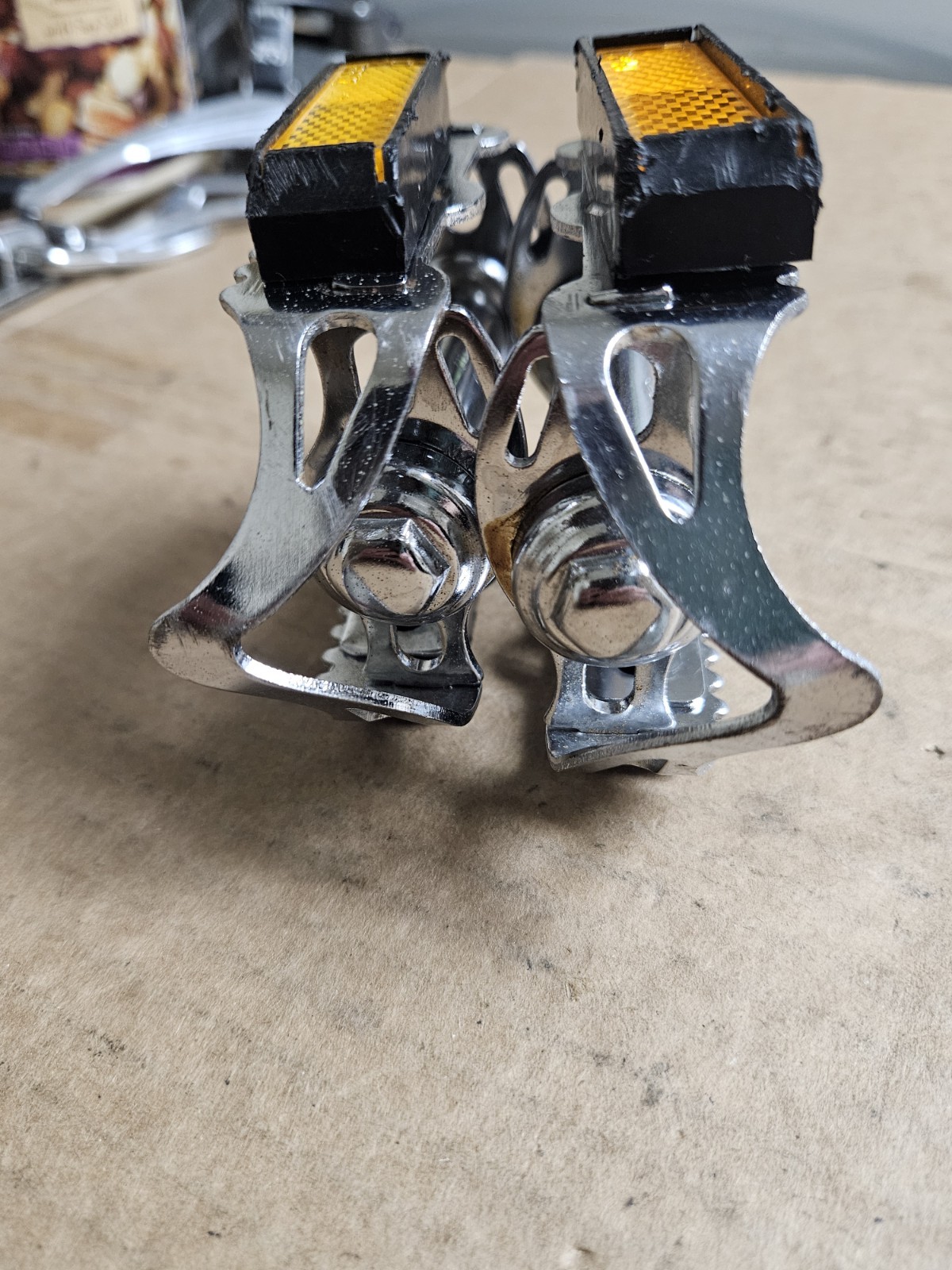 Vintage 70s Raleigh 501 Bike Pedals, set, 9/16″, steel, quill, Road Touring
