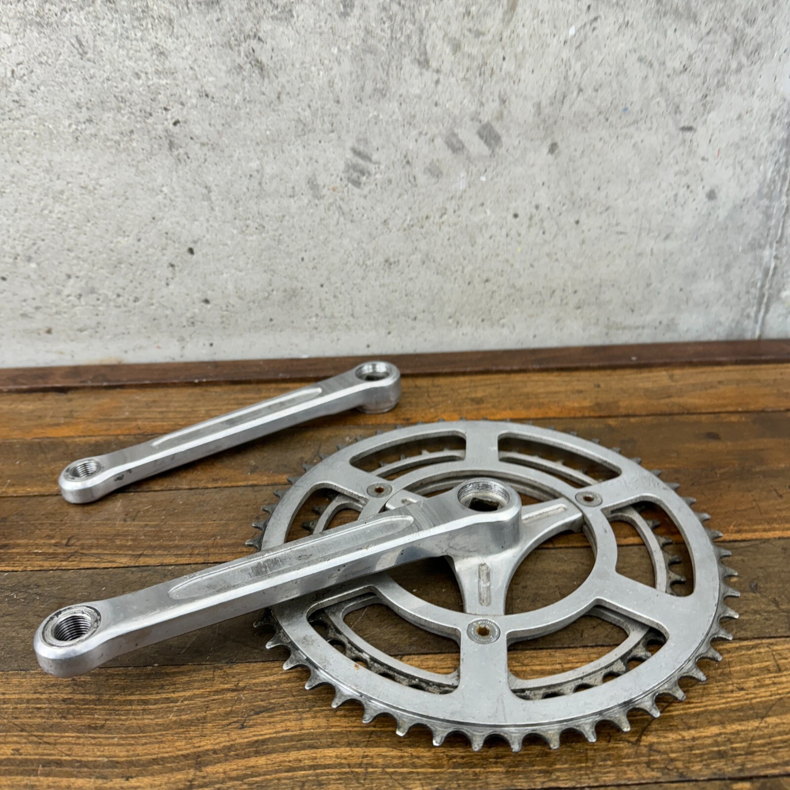 Vintage TA Professional Crank Set 170 mm 3 Arm 1970s France Eroica 3 Hole Alloy