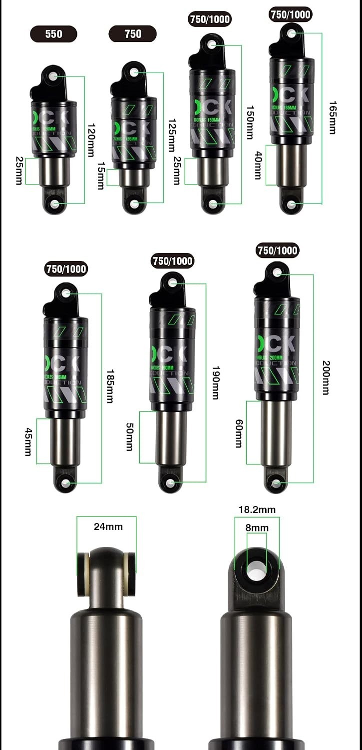 Chooee MTB Rear Shock Absorber 150mm x 1000lbs Bike Suspension Spring Shock