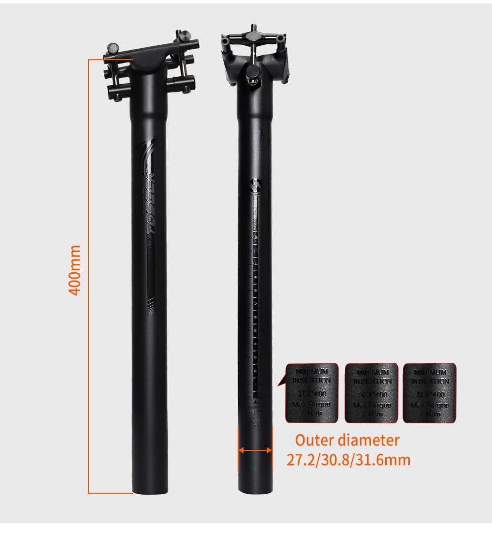Carbon Bicycle Seatpost 27.2/30.8/31.6mm Retractable Canoe Seatpost Length 400mm