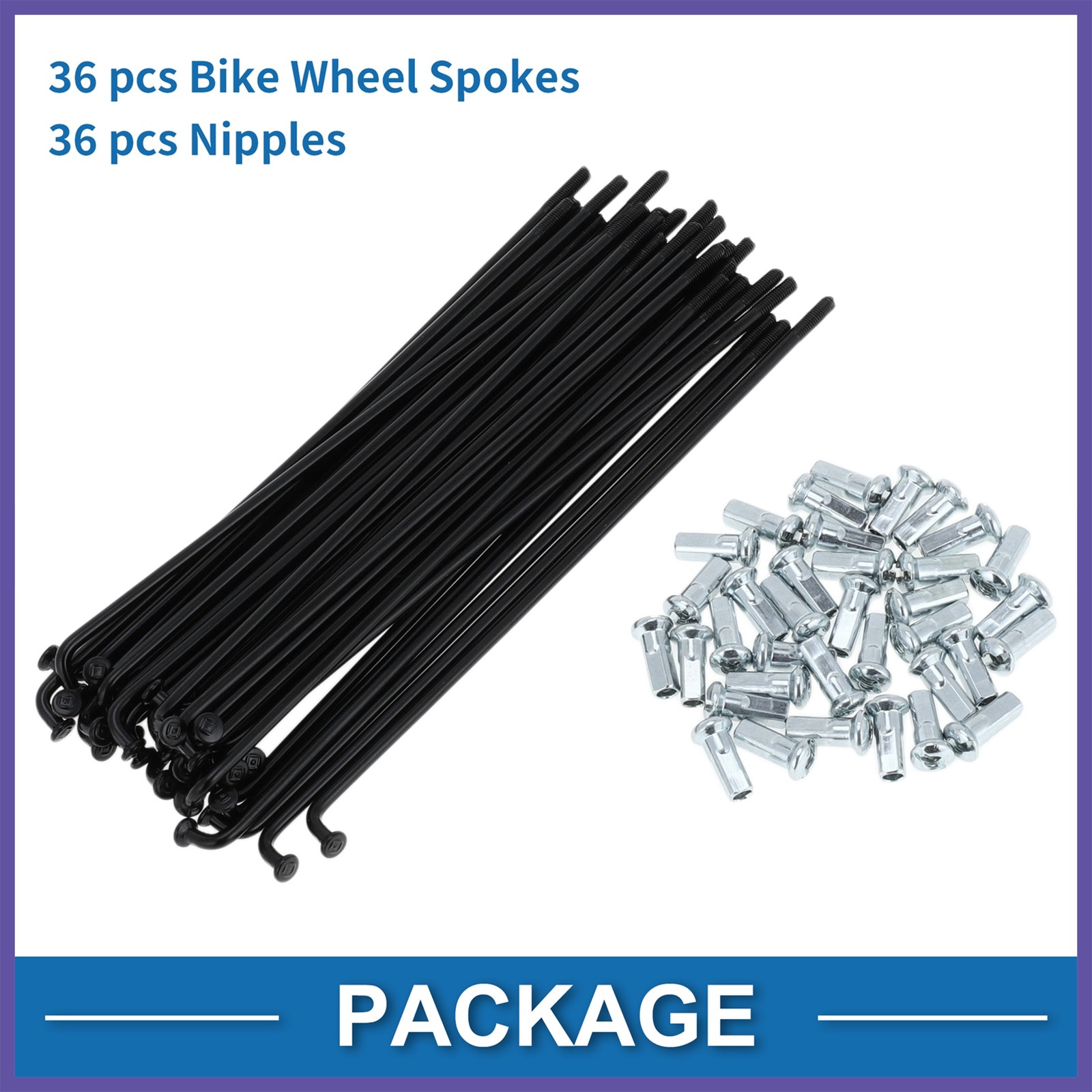 Bicycle Spokes 12G 125mm Length Bike Wheel Spokes Carbon Steel Black 1 Set