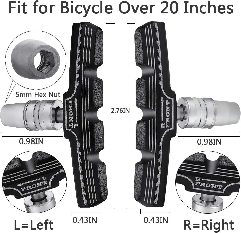 4PCS Bike Brake Pads, Professional Mountain Bicycle V-Brake Pads, Bike Brake…