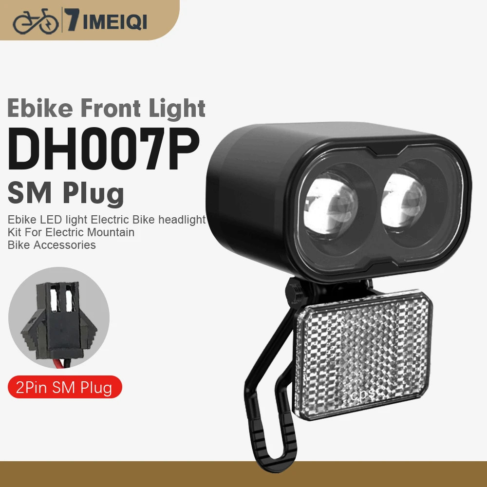 E-bike Front Light 12V/24V/36V/48V SM/Waterproof Plug for Electric Scooter Parts
