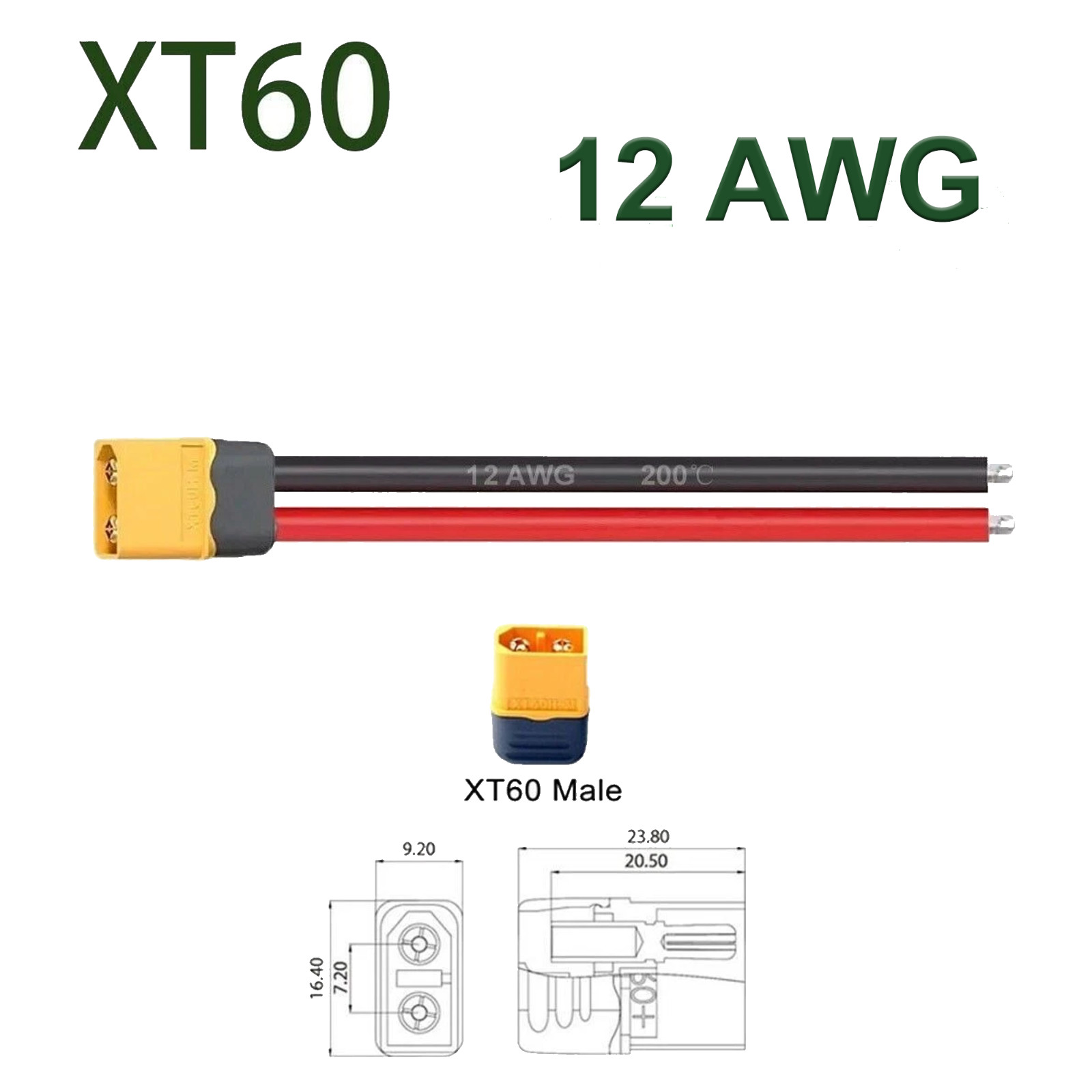 XT60 Plugs Solar Panel to Portable Power Station Ebike Battery Charging Cable