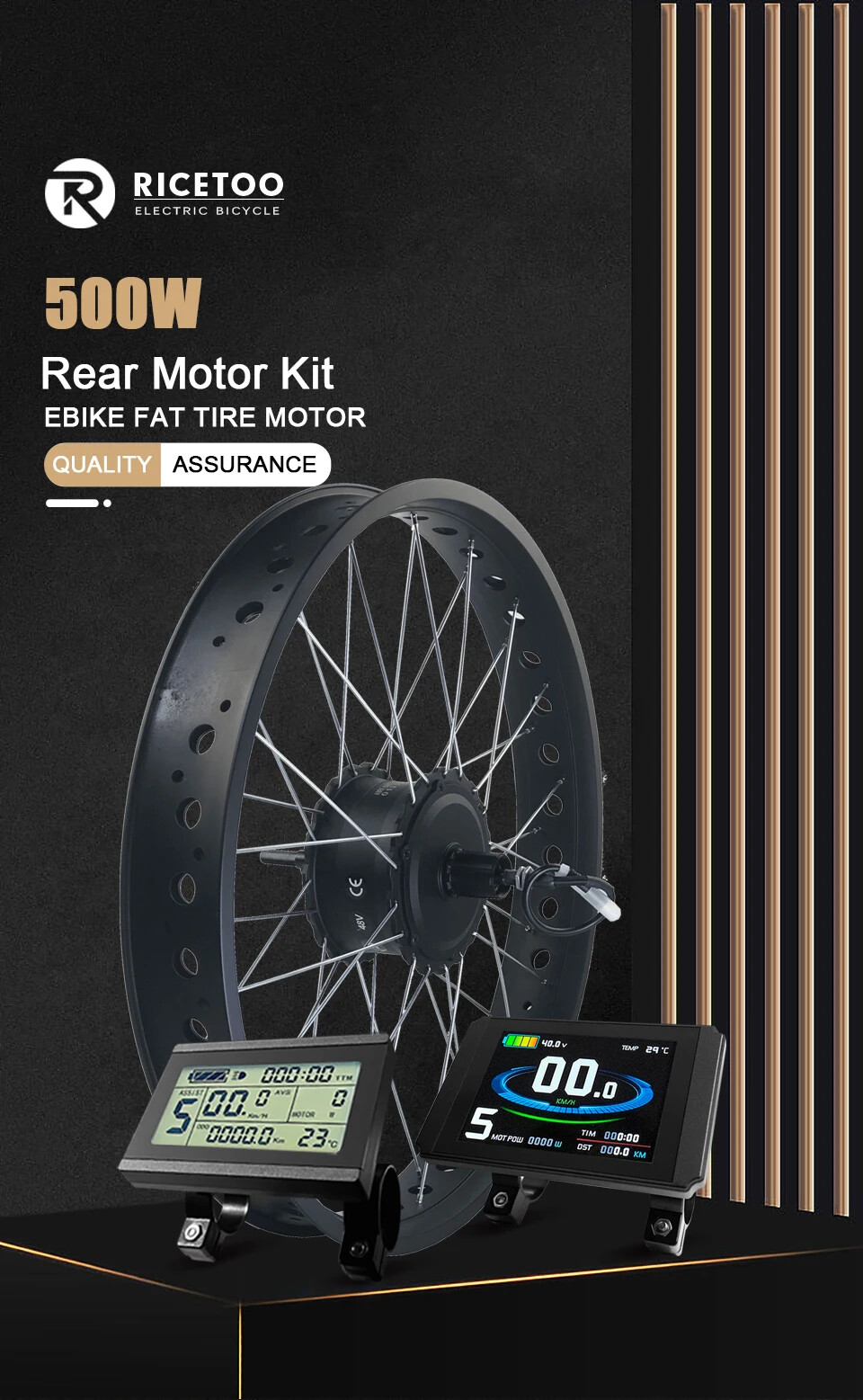20 24 26inch 500W Snow Fat E-bike Conversion Kit 36 48V Rear Cassette Hub Motor