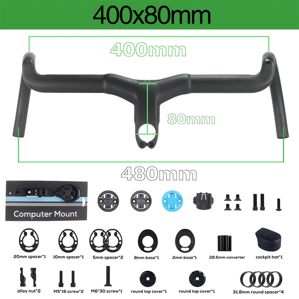 Road Bicycle Carbon Gravel Integrated Drop Bar Internal Cable Routing with Mount