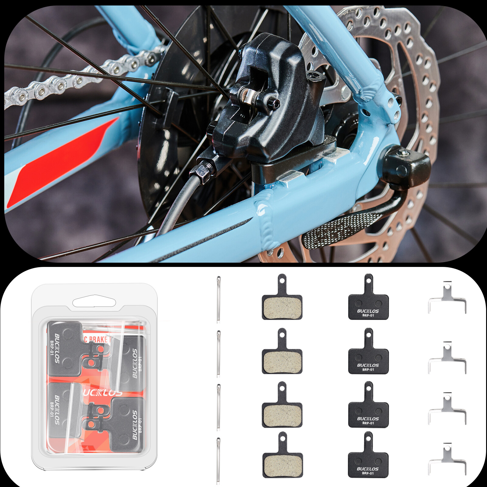 1/2/4 Pairs BUCKLOS BRP-01 Resin Disc Brake Pads Mountain Bike fit Shimano B01S