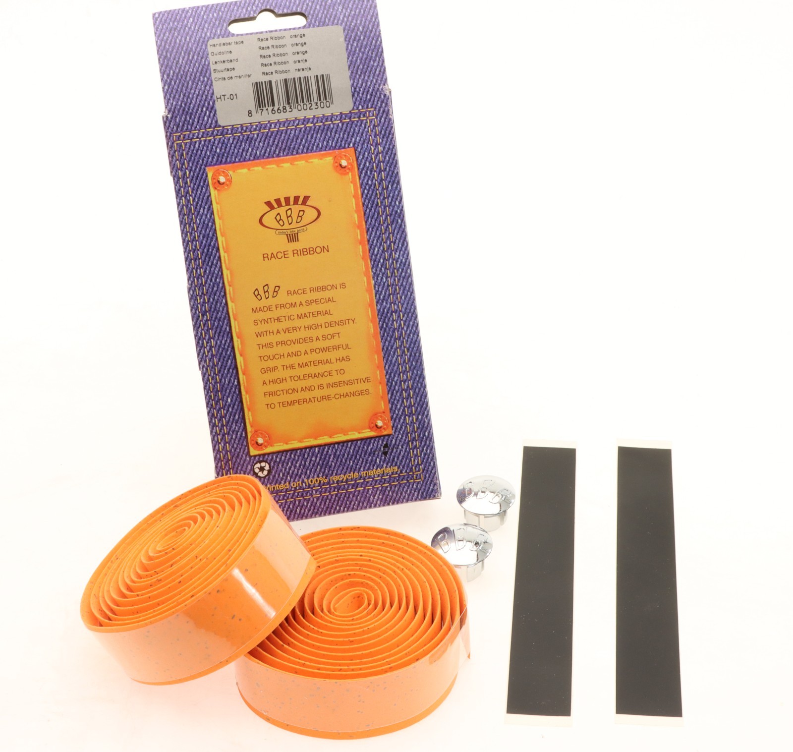 BBB Race Ribbon Bar Tape Adhesive Synth Cork-Like ORANGE Handlebar Wrap NEW NOS