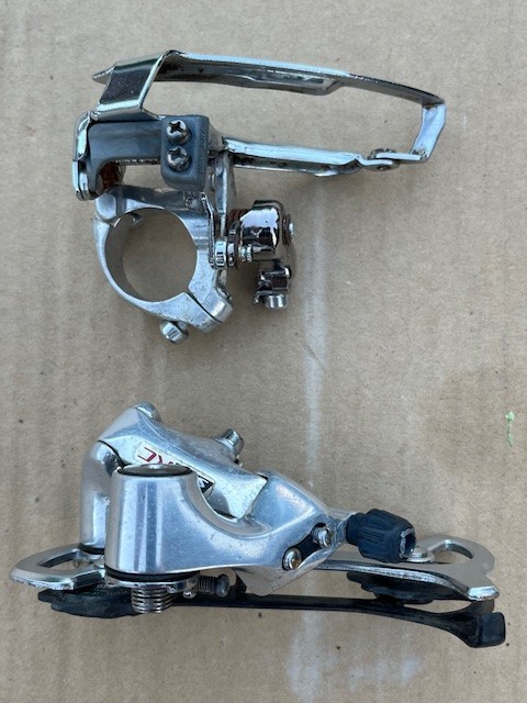 Shimano front & back SLX derailleurs, vintage mountain bike, triple 8 speed