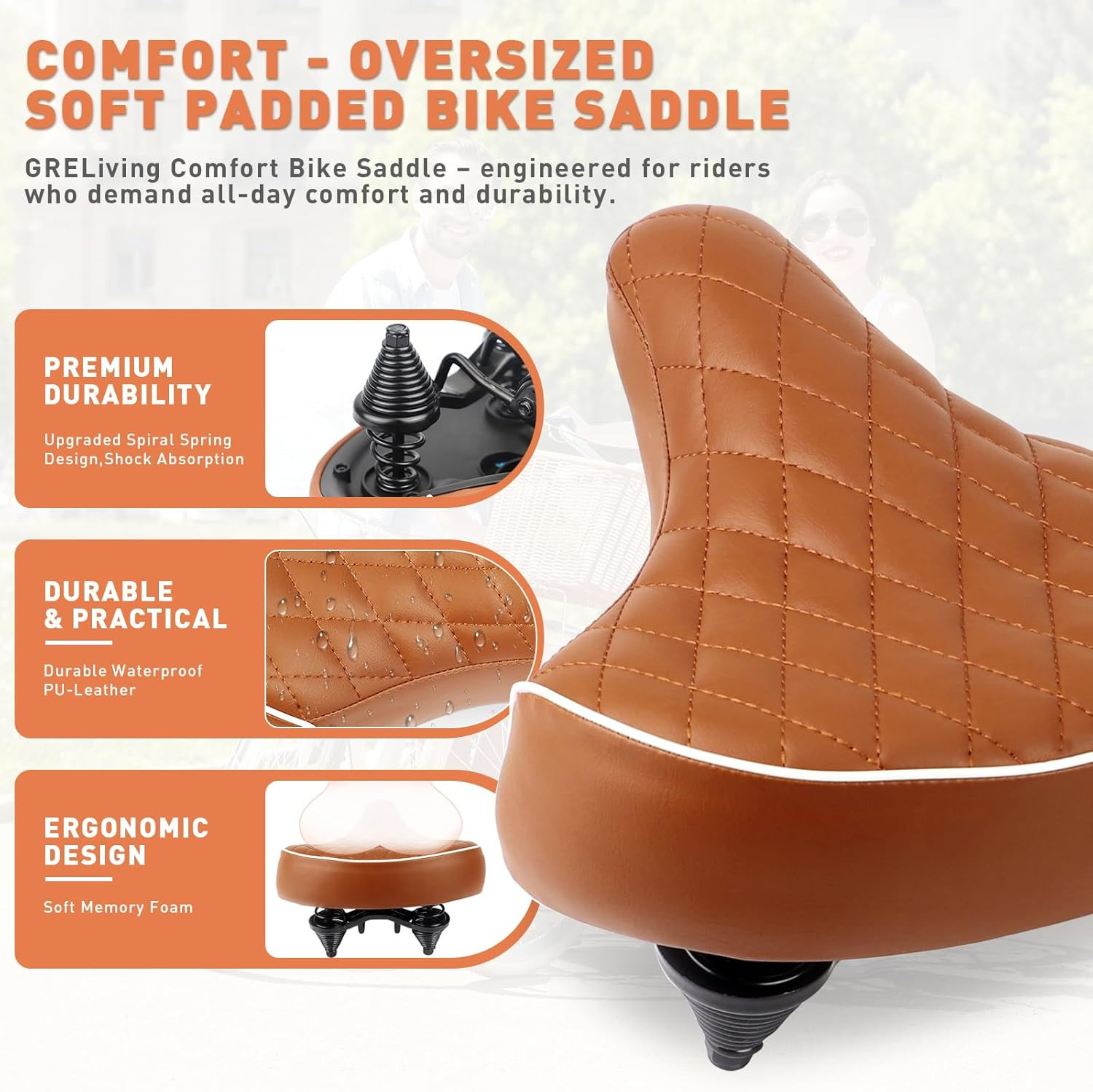 Bike Seat Wide Bicycle Seats for Men Women, Comfortable Soft Oversized E Bike Sa