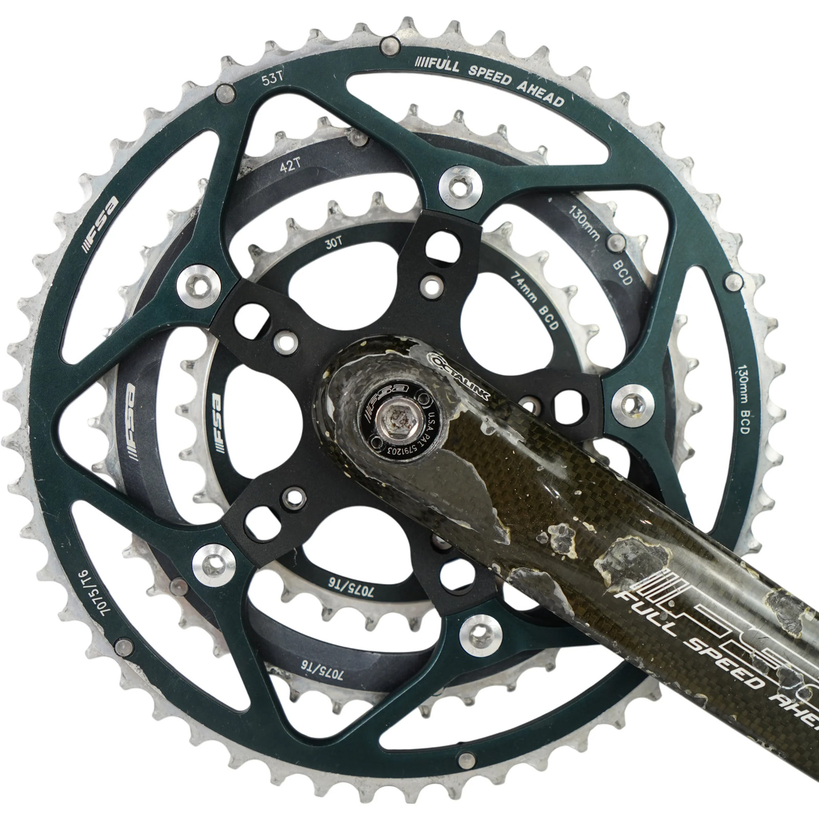 FSA Full Speed Ahead Carbon 3x Road Crankset W/ 53/42/30t Chainrings