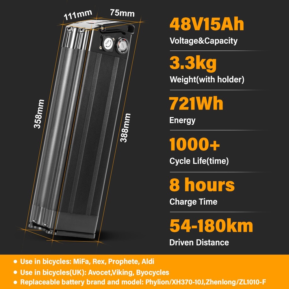 48V 15Ah Silverfish Ebike Battery Lithium Battery 1000W Electric Bike Battery