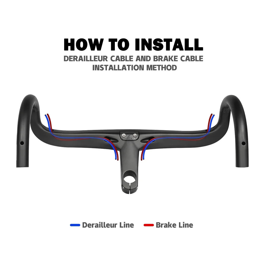 Bicycle Drop Bar Carbon Integrated Handlebar 28.6mm with Bike Computer Holder