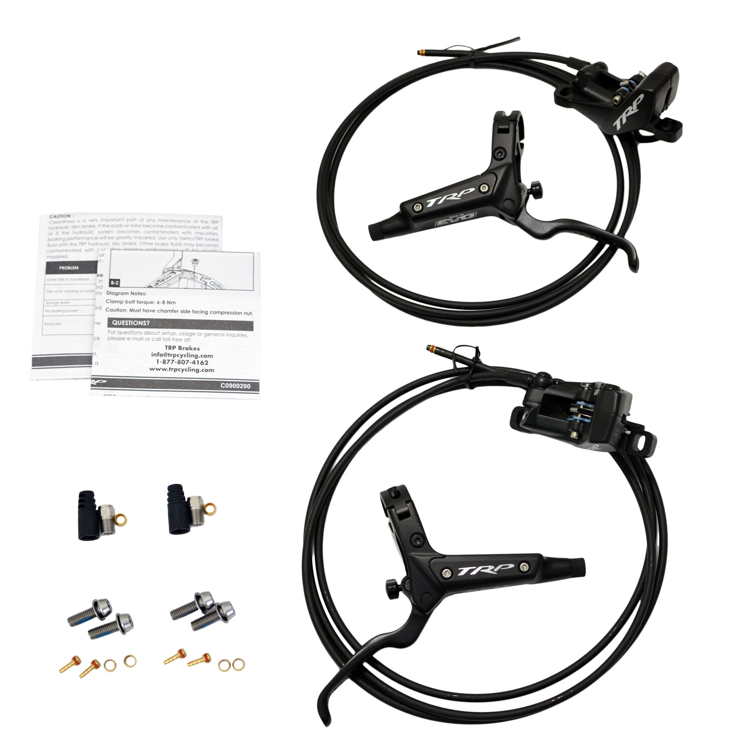 TRP DH-R EVO HD-M846 Hydraulic Disc Brake Set 4-Piston Caliper (F+R) , Black