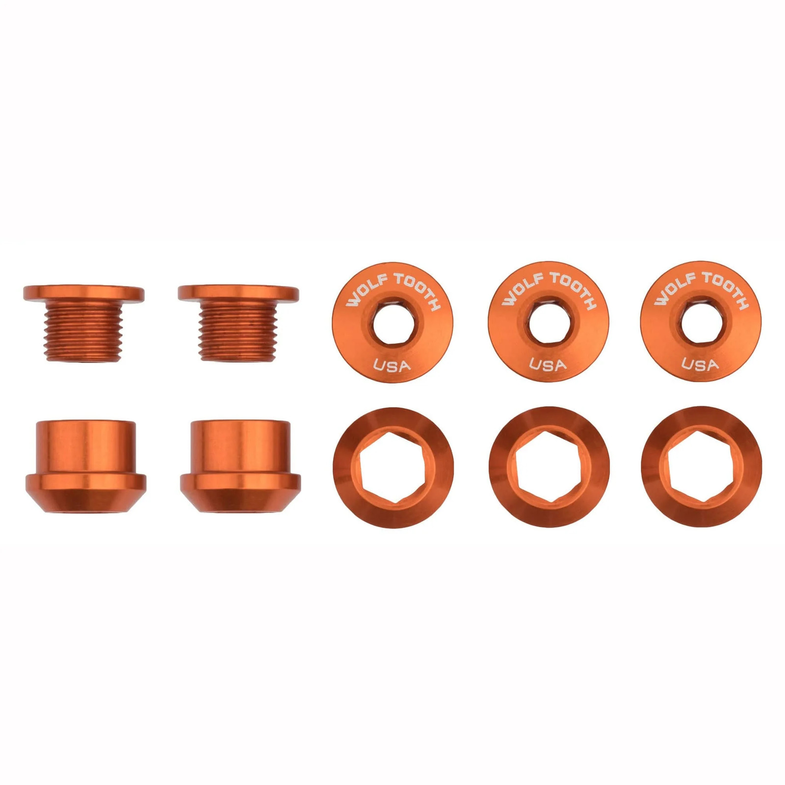 Wolf Tooth Set of 5 Chainring Bolts for 1x use, Dual Hex Fittings, Black