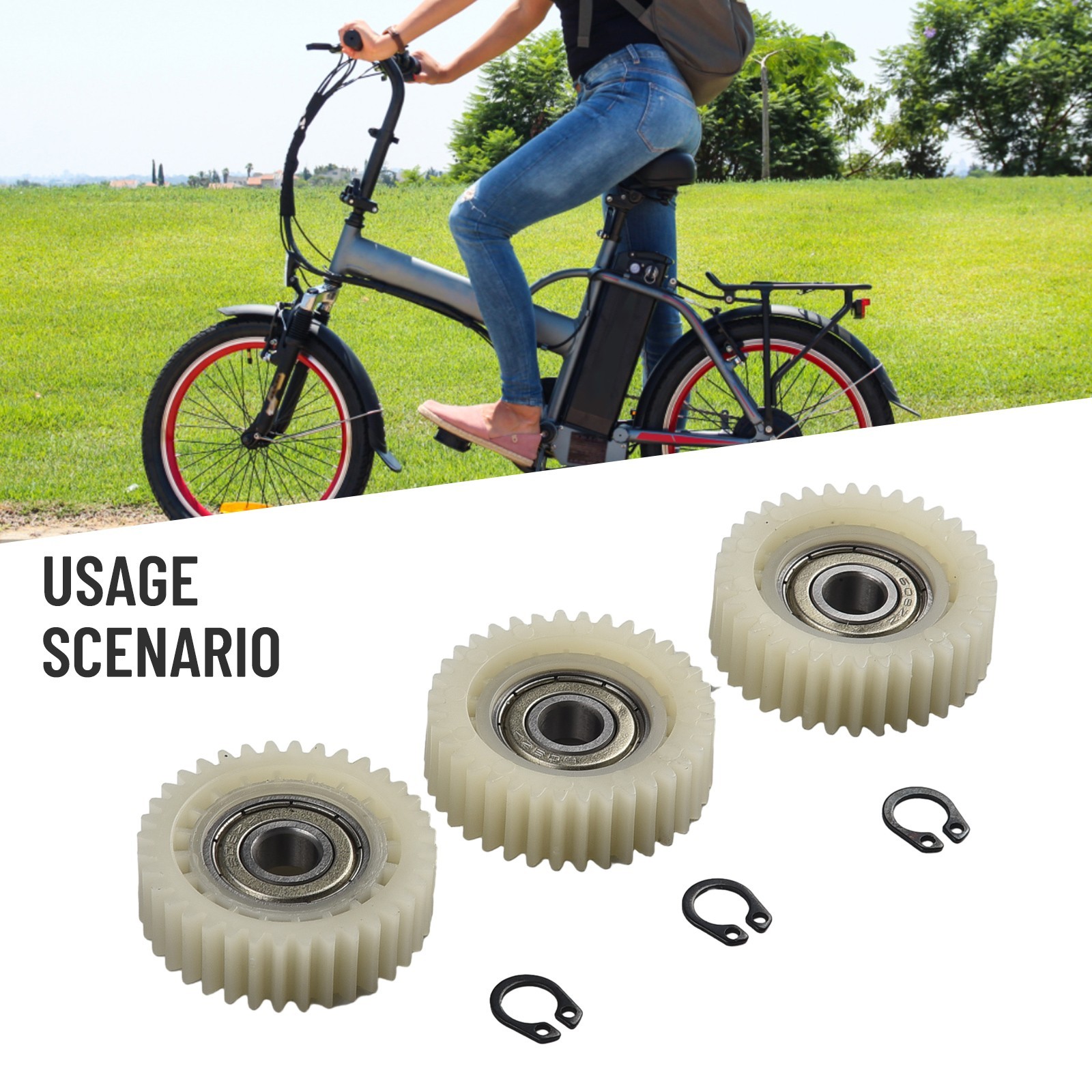 Gears With Bearings Motor Gear 3Pcs E-bike Wheel Nylon+Stainless Steel