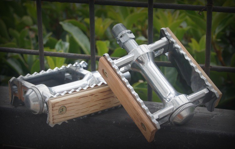 Vintage Wood Aluminum Fixie Road MTB Bike XC Mountain Bicycle Pedal Flat Pedals