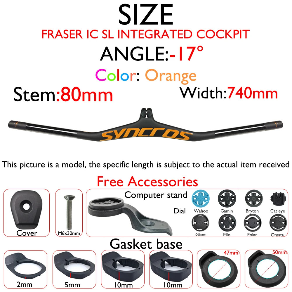 Mountain Bike Carbon Integrated Handlebar with Stem Angle -8/-17/-25 Degree
