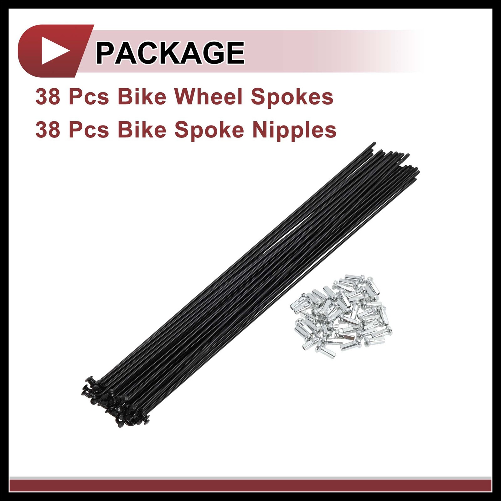 38 Set 14G Bicycle Spoke 250mm Bike Wheel Spoke Carbon Steel