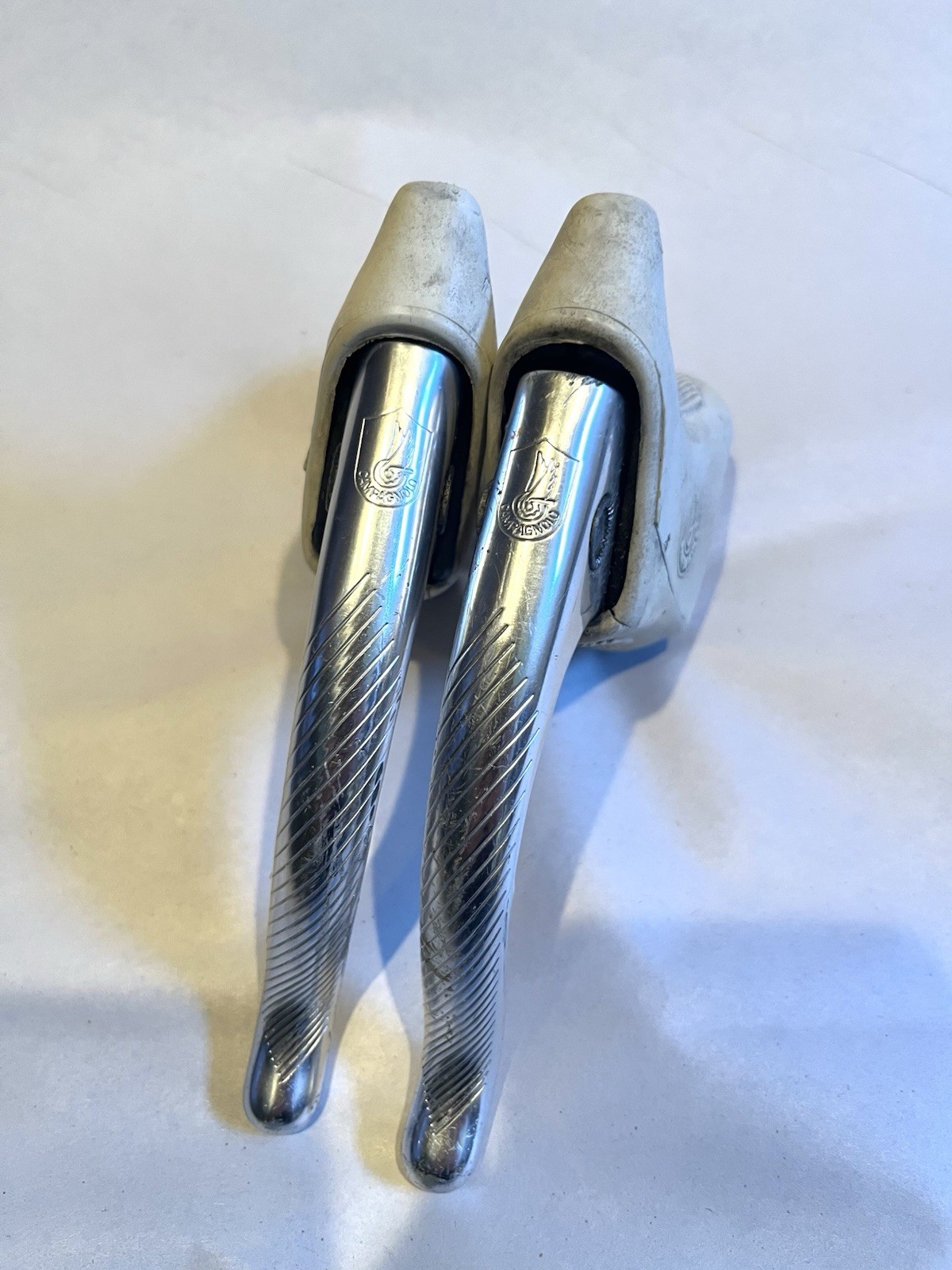 Vintage Campagnolo C-Record Road Drop Bar Brake Levers 23.8mm White Hoods