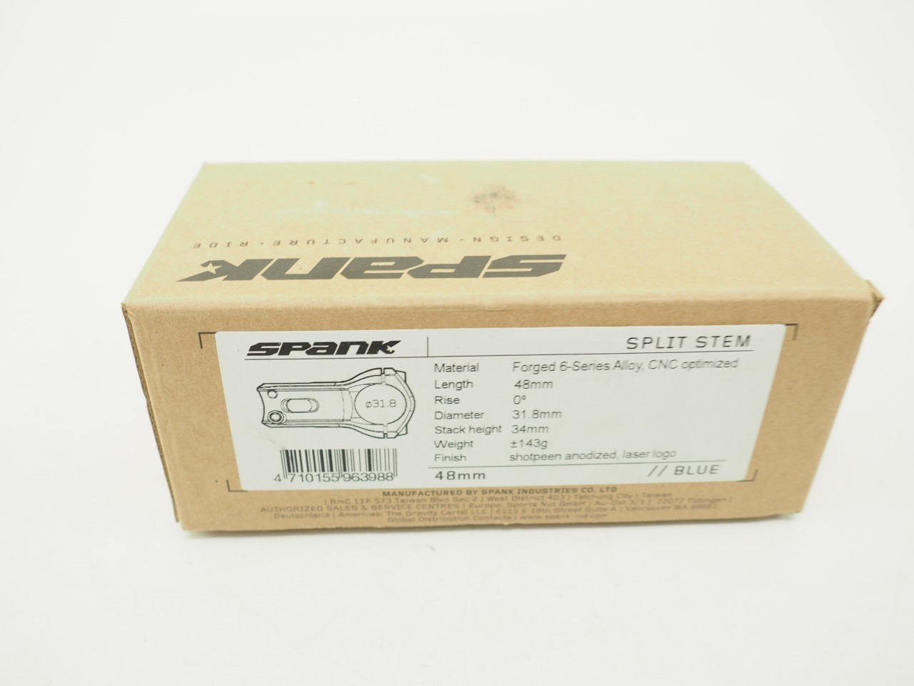 New! Spank Split 48 Mountain Bike Stem Blue/Black 31.8mm x 48mm x 1-1/8″ 145g