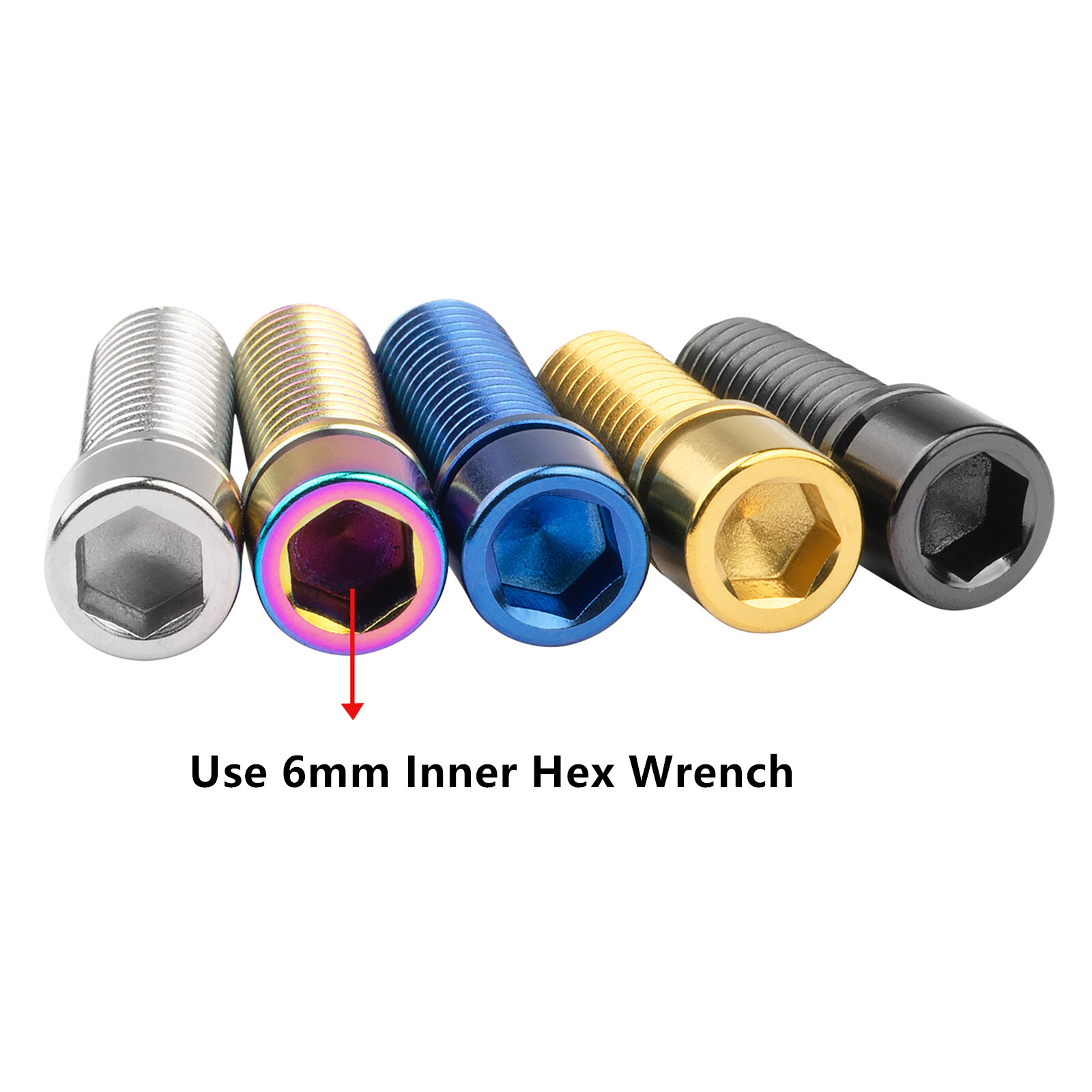 6Pcs/lot Titanium Ti Color M8x25 Bolts Allen Hex Head Screw Washer