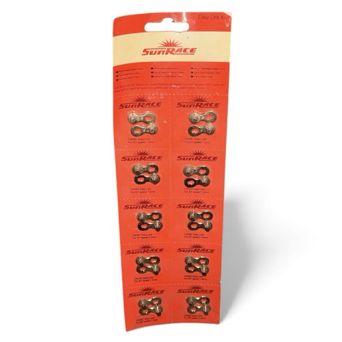 Sunrace CNQ87 7/8-Speed 7.3mm Easy Links For Bicycle Chains – (TEN) 10-Pack