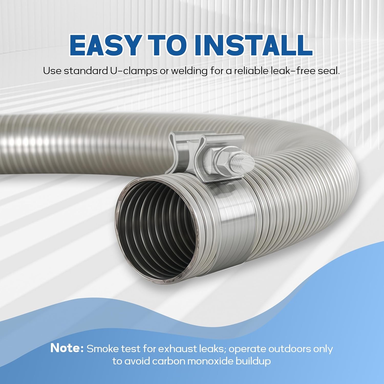 Stainless Exhaust Connector Flex Tube 1.25in 16.5in Pipe
