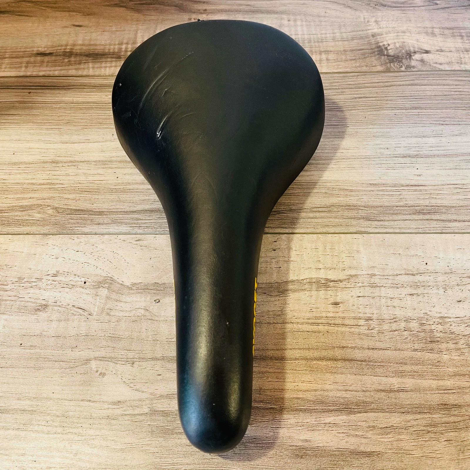 Vintage 1991 Avocet Racing I 1 Saddle Leather Black with Yellow