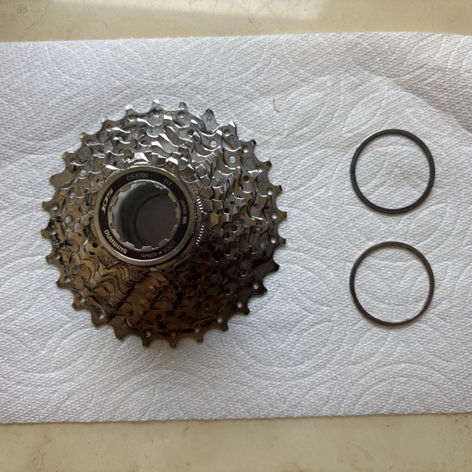 Shimano 105 CS-5700 Cassette | 10 Speed, 11T | Spacers, Cap | Pre Owned