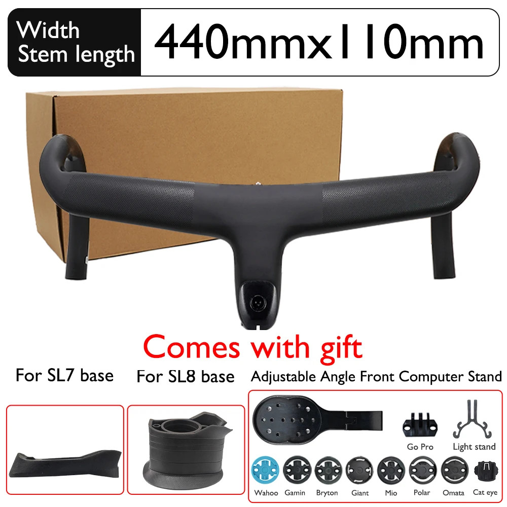 Carbon Fiber Road Bike Integrated Handlebar 28.6mm with Computer Bracket/Base