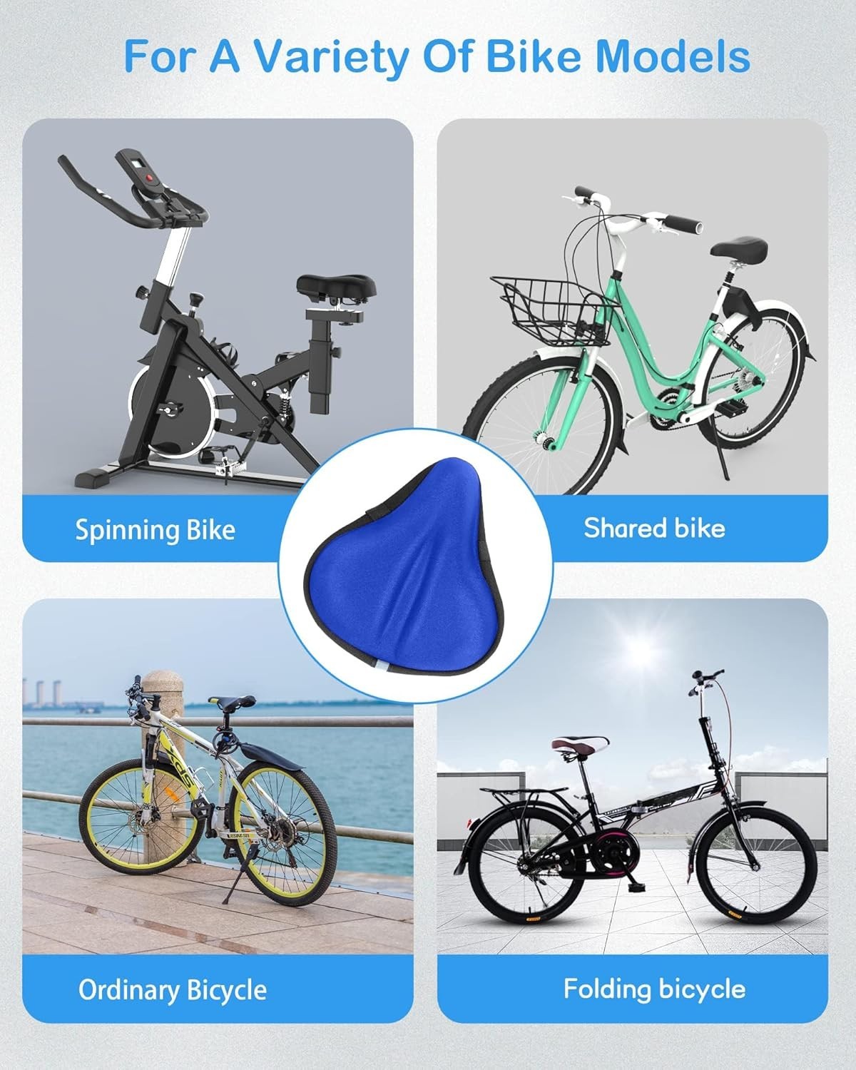 Comfortable and Protective Gel Bike Seat Cover – 11×10 inches, Breathable Design