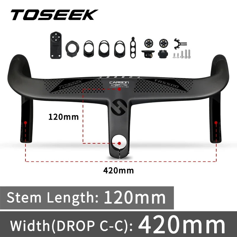 Bicycle Drop Bar Carbon Integrated Handlebar 28.6mm with Bike Computer Holder