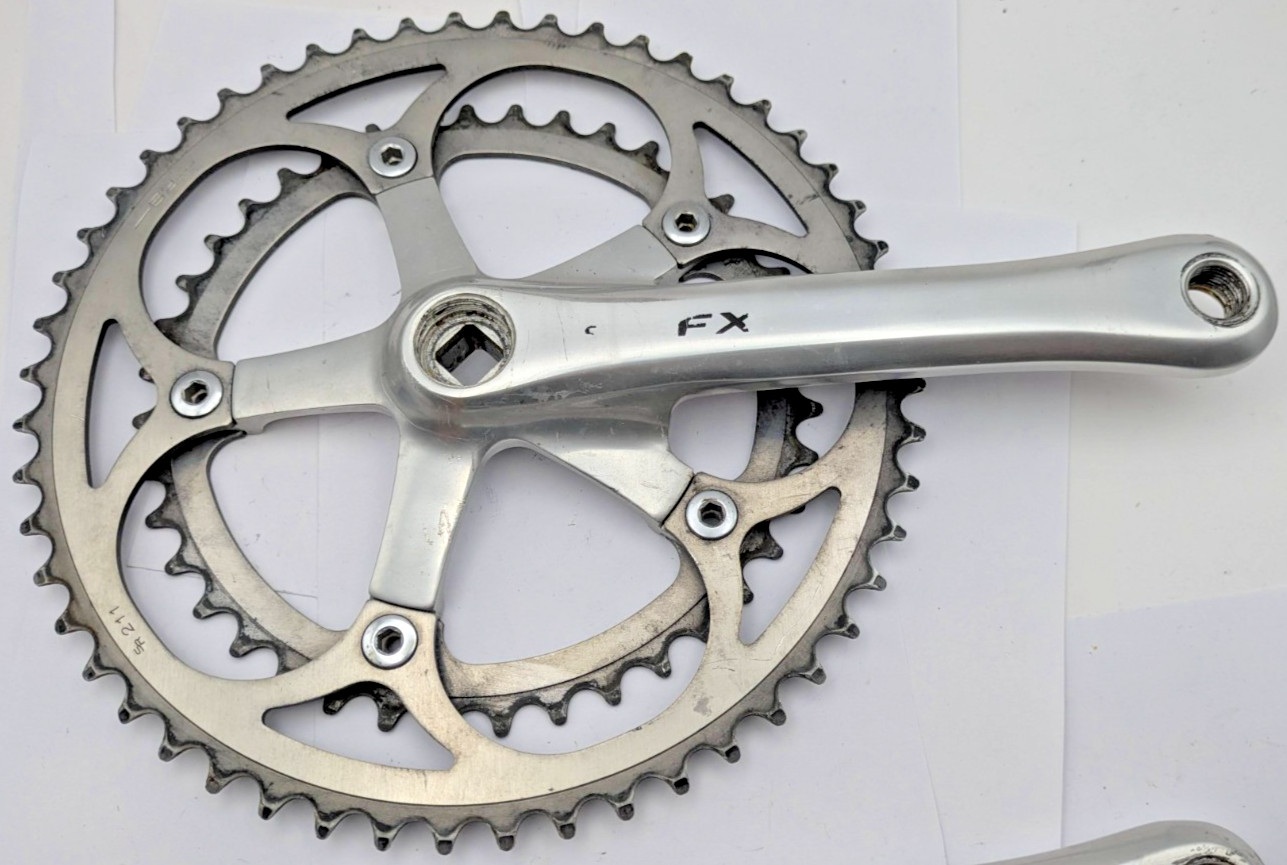 SR SAKAE FX FORGED CRANKSET 170MM 40T 52T SILVER ALUMINUM DOUBLE JAPAN