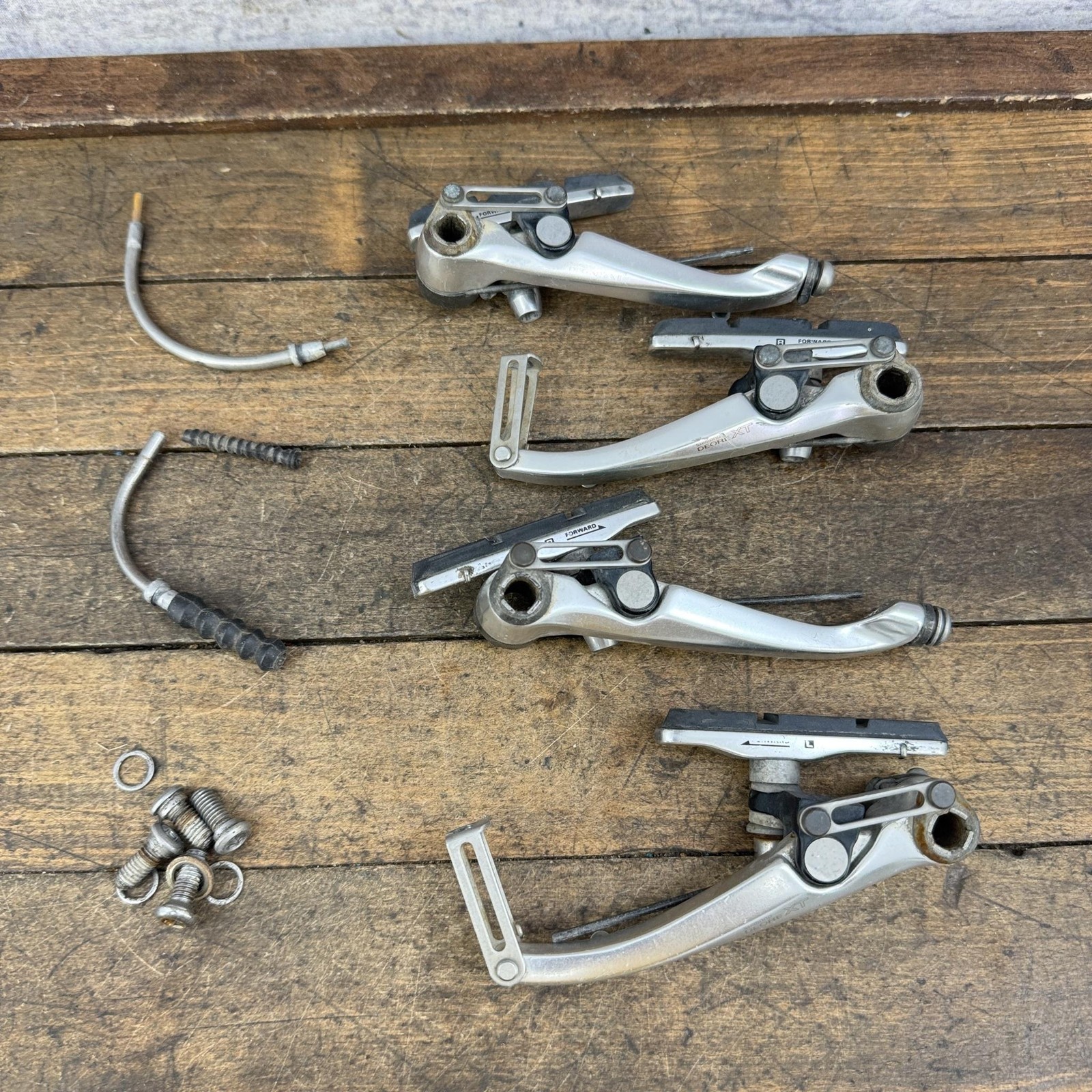 Vintage Shimano Deore XT BR-M739 V-Brake Caliper Set Silver F/R MTB 90s Bike