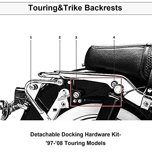 Detachable Upright Passenger Backrest Sissy Bar With Back Rest Pad Black