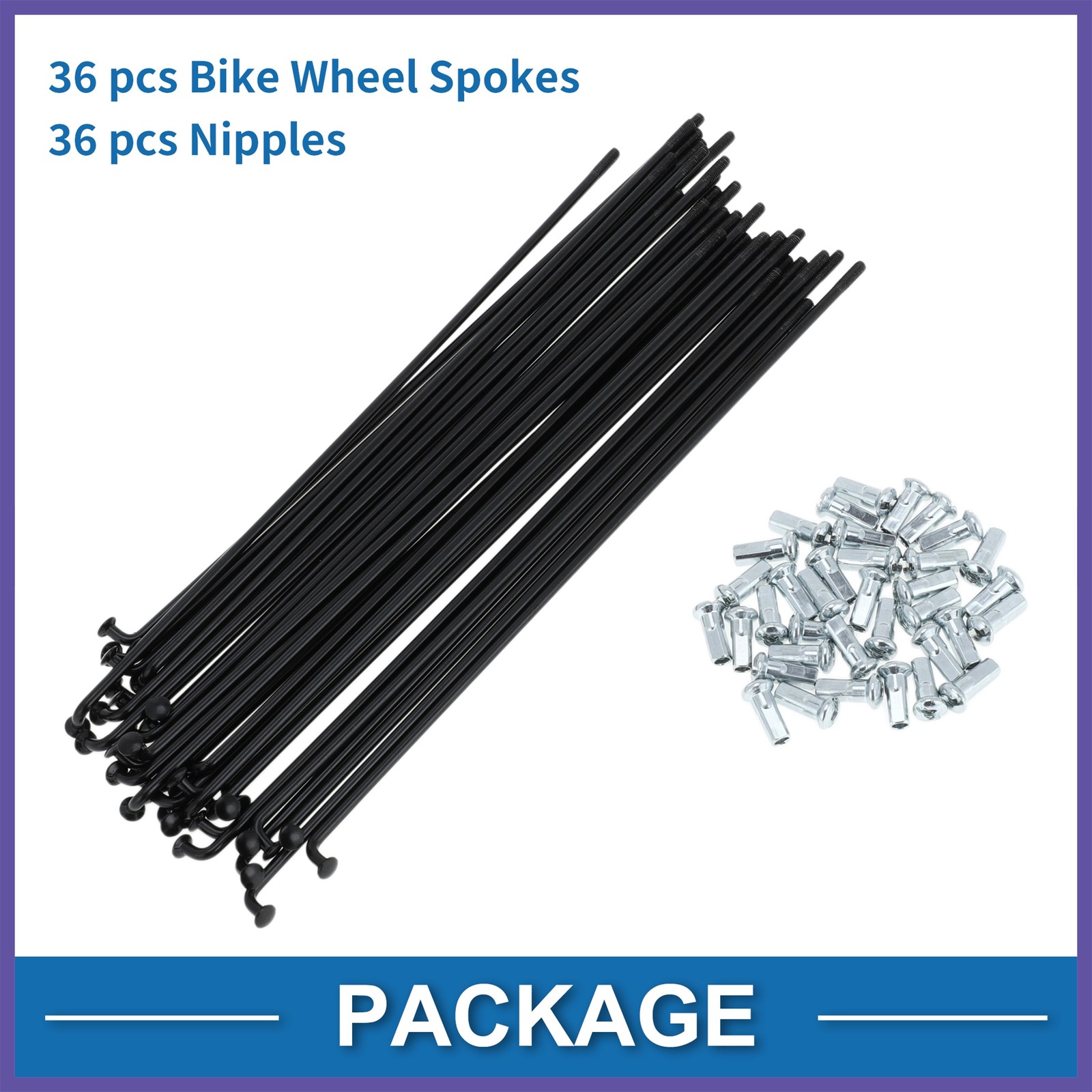 1 Set 12G 185mm Length Bicycle Spokes Nipple Carbon Steel Universal