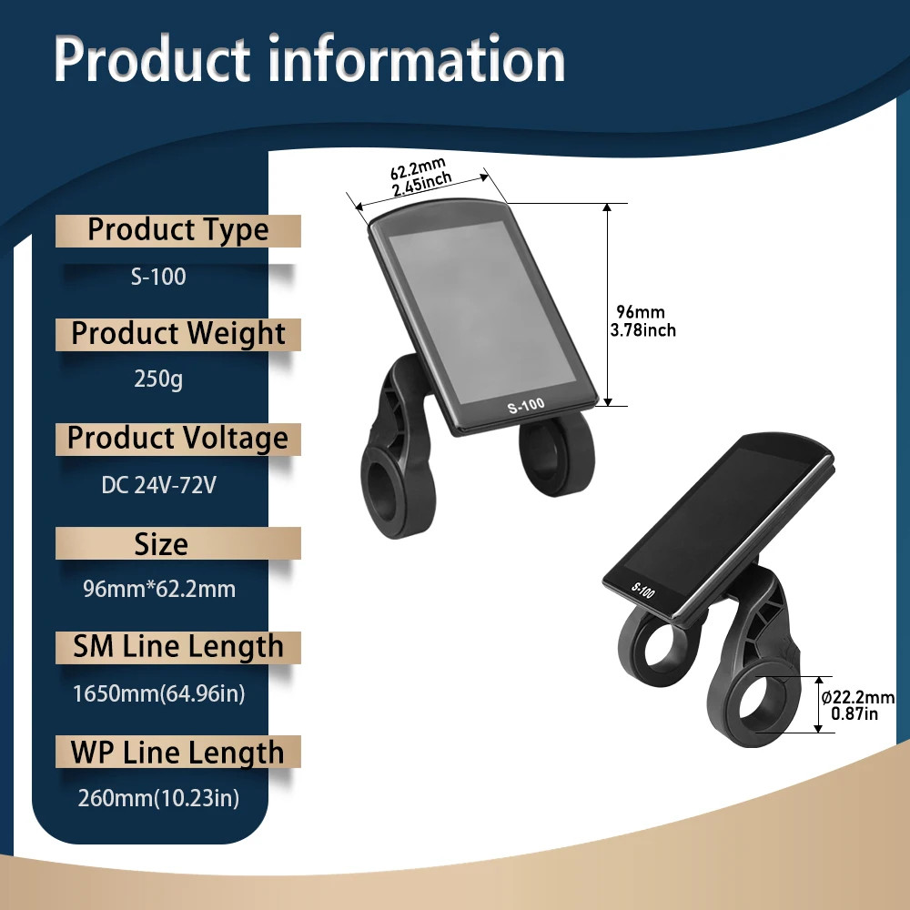 Electric Bike Display LCD Display Control SM/Waterproof Connection Plug 24V-72V