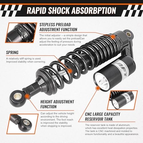 12.6 inch Universal Motorcycle Rear Air Shock Absorbers 320mm for HONDA Black