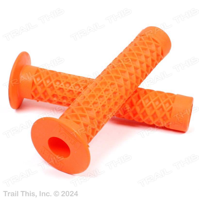 Cult X Vans FLANGED BMX Bike Grips w/ End Plugs Waffle Pattern 143mm – ORANGE