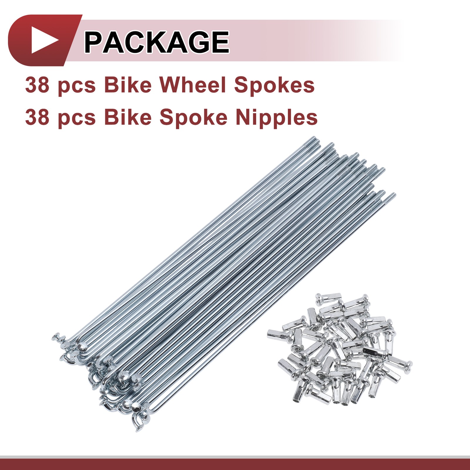 12G Bicycle Spokes 185mm Bike Wheel Spokes Carbon Steel Galvanized Silver Tone