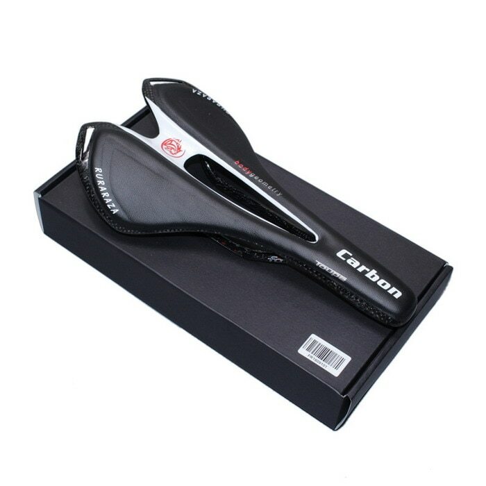 Carbon Fiber + Leather Bicycle Saddle Road Mountain Bike Saddle Seat Pad Cushion