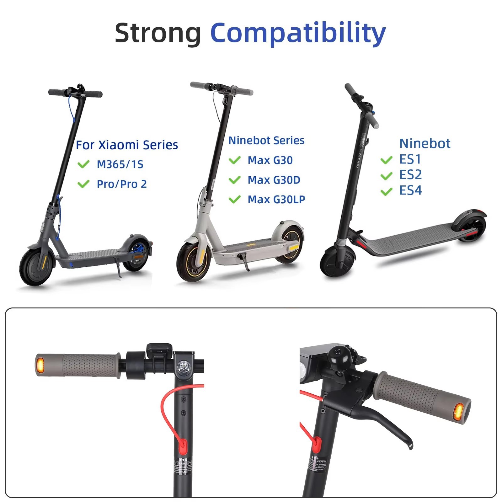 For Xiaomi M365/1S/Pro2/Ninebot Max G30/ES/2/4 E-Scooter Grips Turn Signal Light