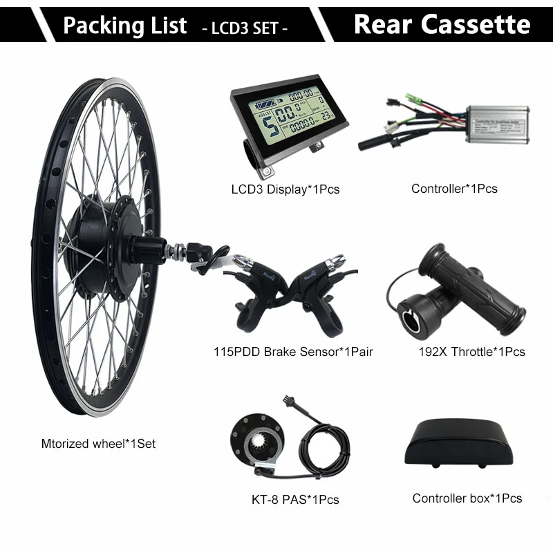 250W/350W/500W 36V/48V MTB E-bike Conversion Kit Rear Cassette Wheel Hub Motor