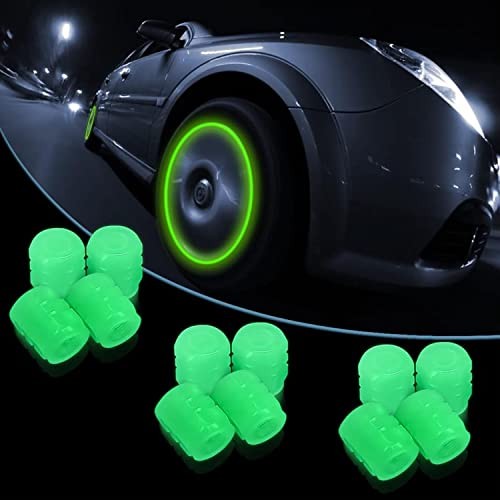 20Pcs Fluorescent Tire Valve Caps, 2026 Glow in the Dark Tire Valve 20Pcs Green