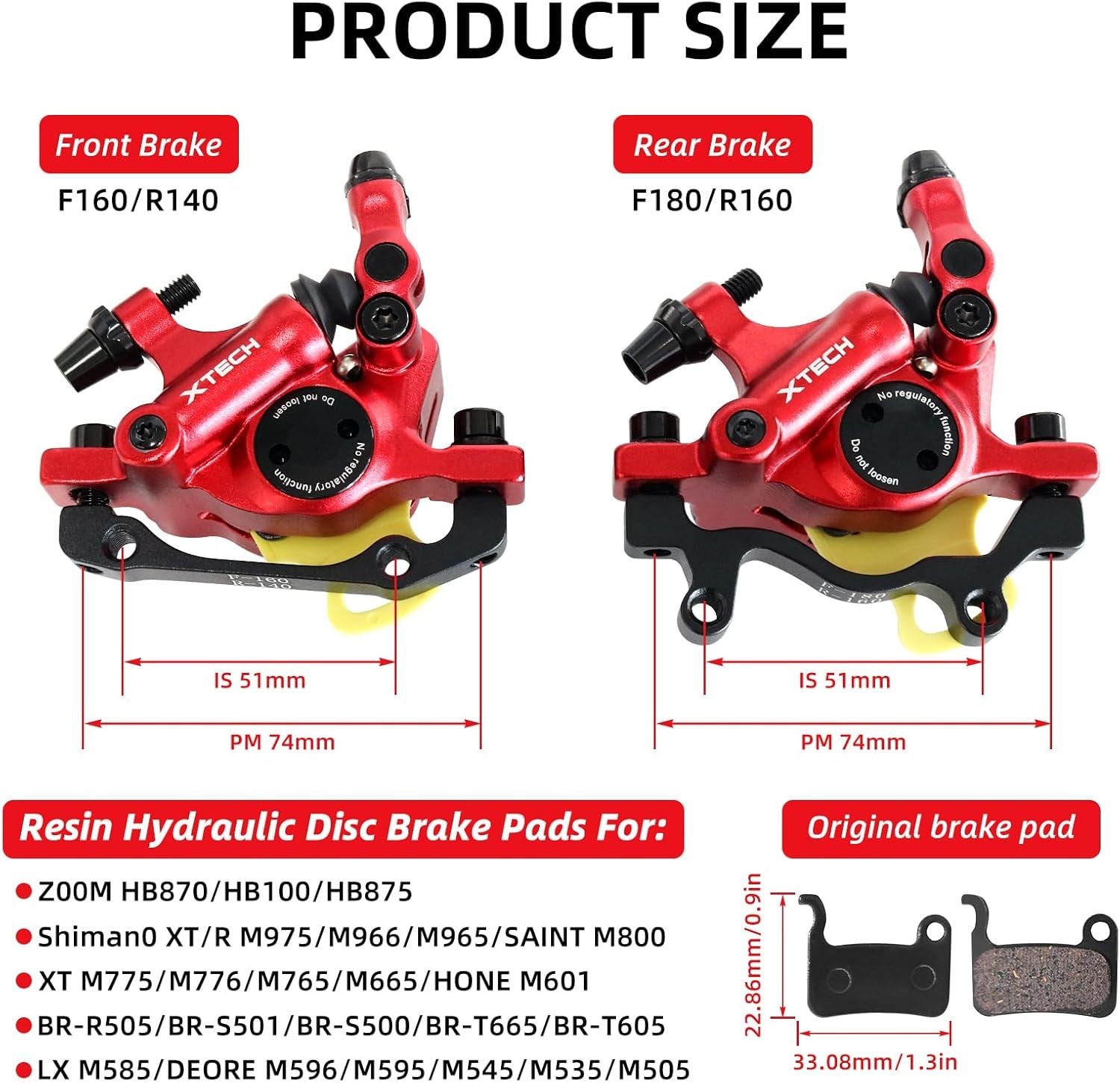 Z00M HB-100 Hydraulic Disc Brake Calipers Set MTB Bike Disc Brakes Front & Rear