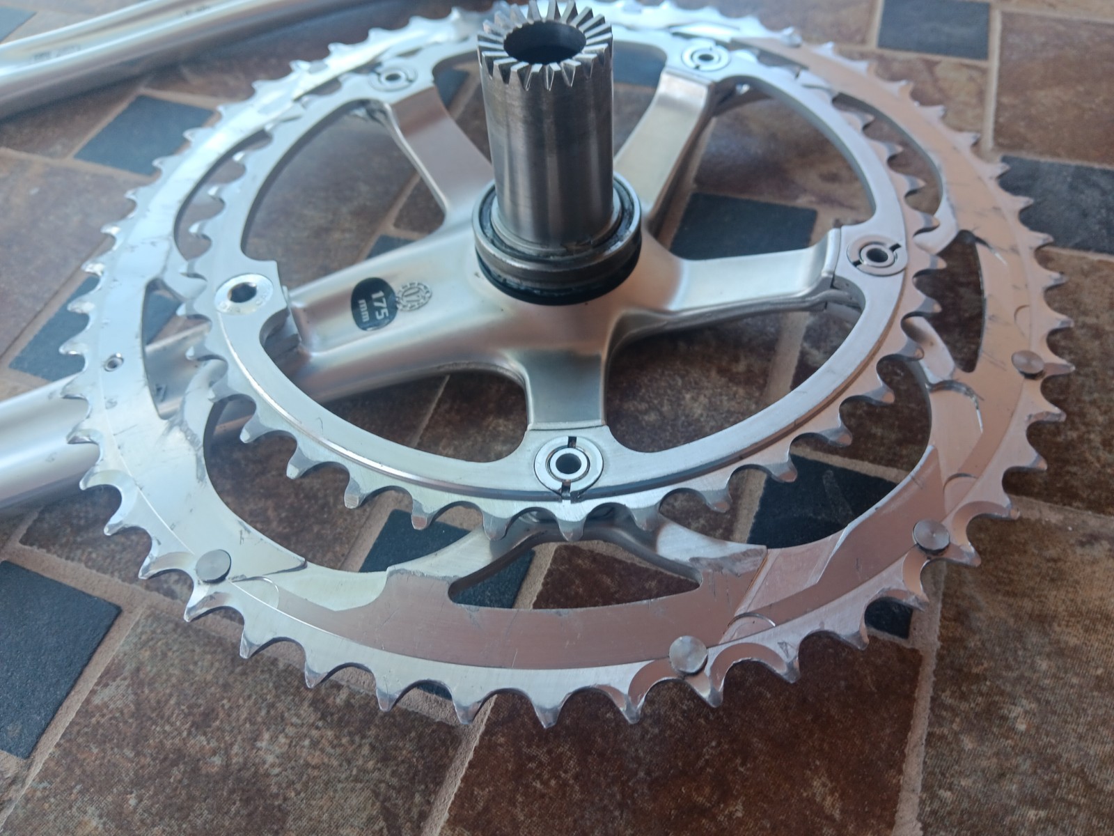 175mm 53/39 Campagnolo Athena 11 Ultra Torque Double Alloy Crankset Silver Campy