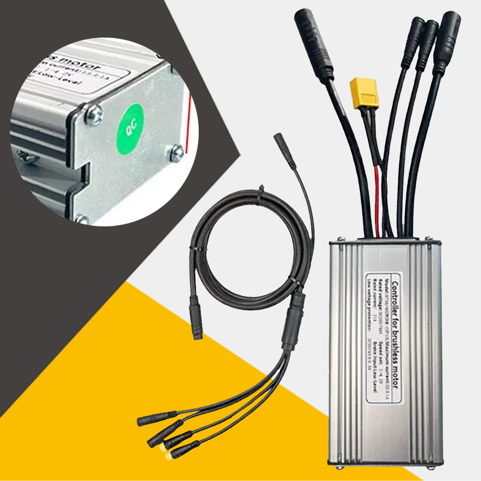 22A Squarewave DC 36V/48V 500W Waterproof 9 Mosfets Brushless E-bike Controller